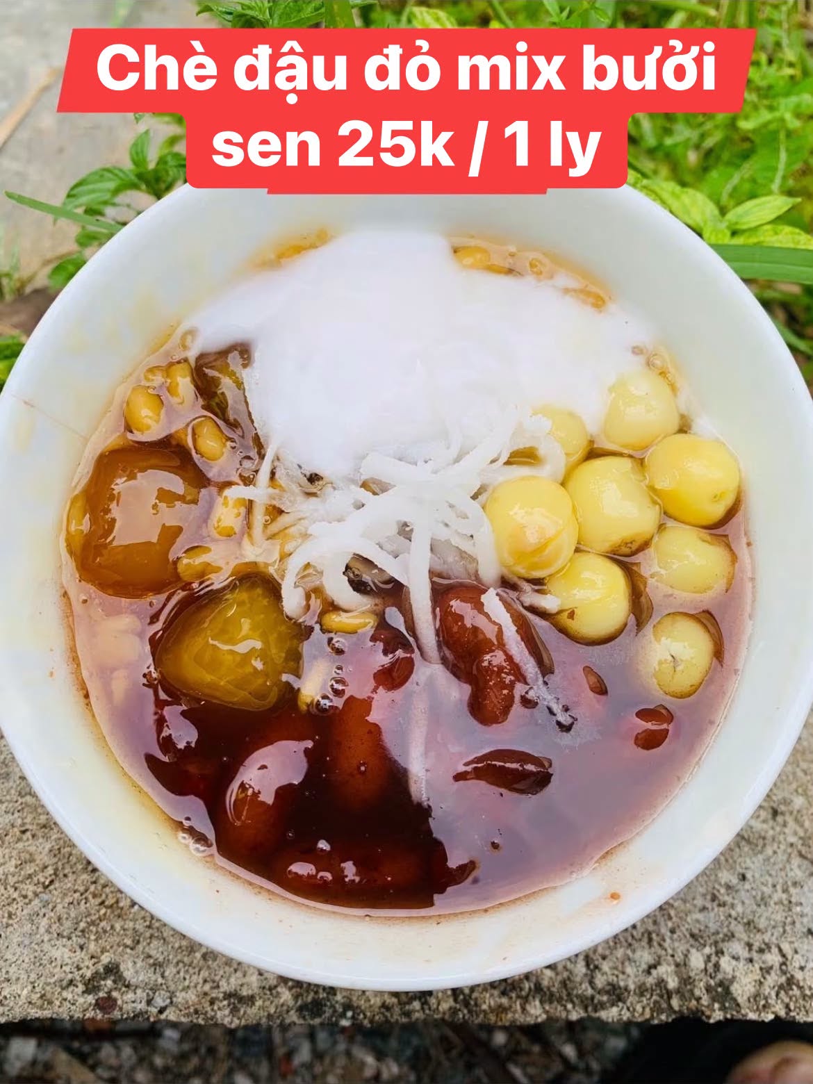 Chè đậu đỏ mix bưởi sen